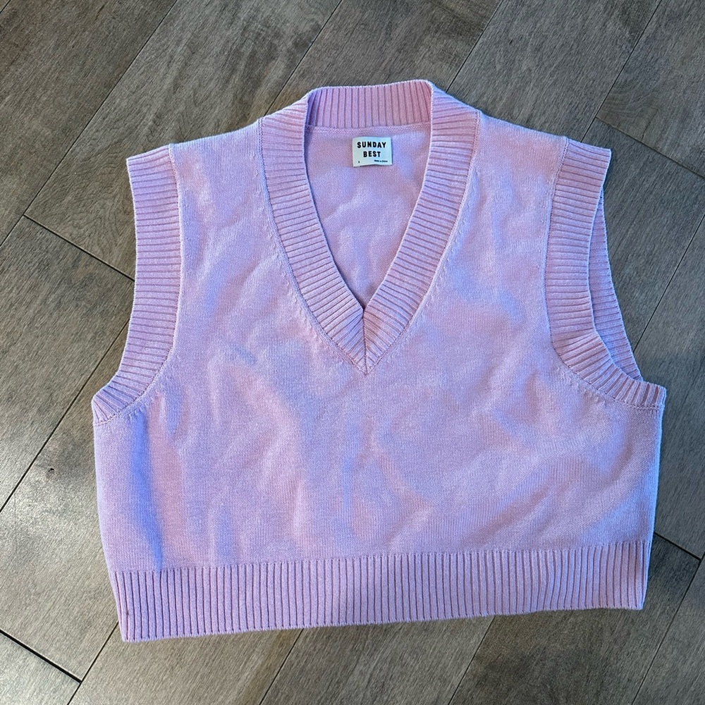 Aritzia Pink Sunday Best Cropped Sweater Vest